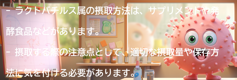 ラクトバチルス属の摂取方法と注意点の要点まとめ