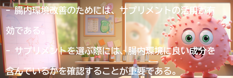 腸内環境改善のためのサプリメントの活用方法の要点まとめ