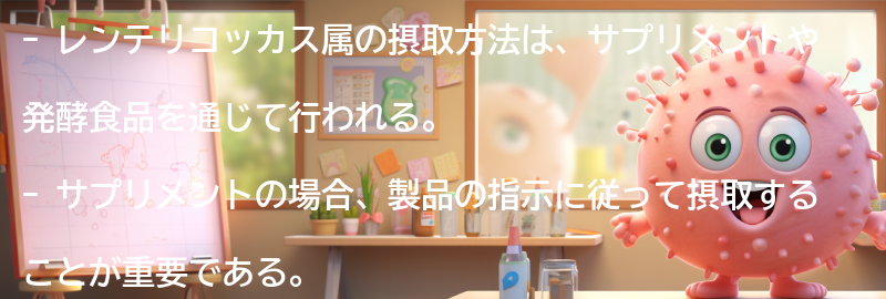 レンテリコッカス属の摂取方法の要点まとめ