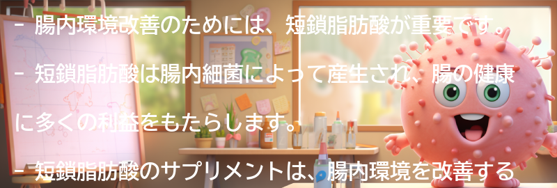 腸内環境改善のための短鎖脂肪酸サプリメントの要点まとめ