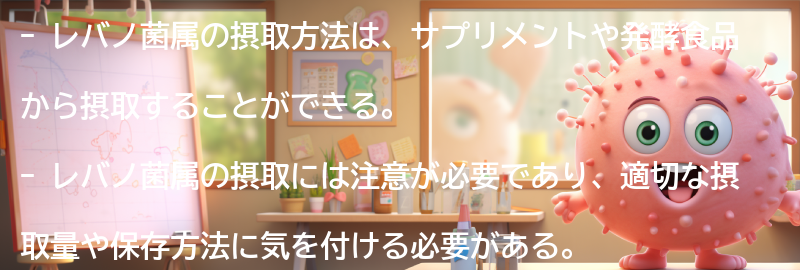 レバノ菌属の摂取方法と注意点の要点まとめ