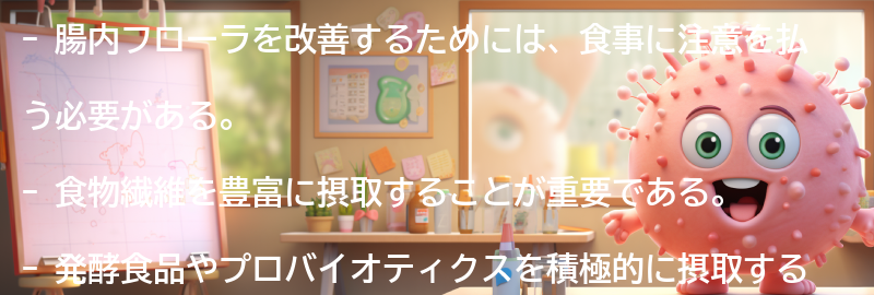 腸内フローラを改善するための食事のポイントの要点まとめ