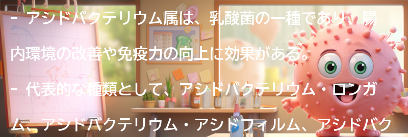 アシドバクテリウム属の代表的な種類とその効果の要点まとめ