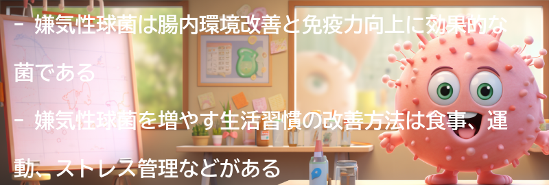 嫌気性球菌を増やす生活習慣の改善方法の要点まとめ