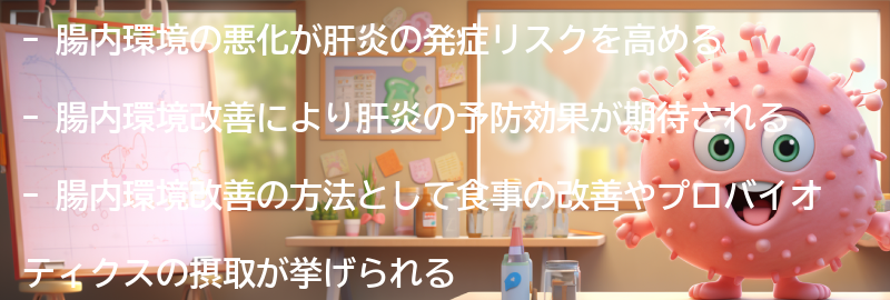 腸内環境改善が肝炎の予防に与える効果とは？の要点まとめ