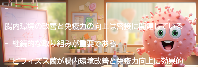 腸内環境改善と免疫力向上のための継続的な取り組みの重要性の要点まとめ