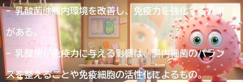 乳酸菌が免疫力に与える影響とそのメカニズムの解説の要点まとめ