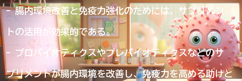 腸内環境改善と免疫力強化のためのサプリメントの活用法の要点まとめ