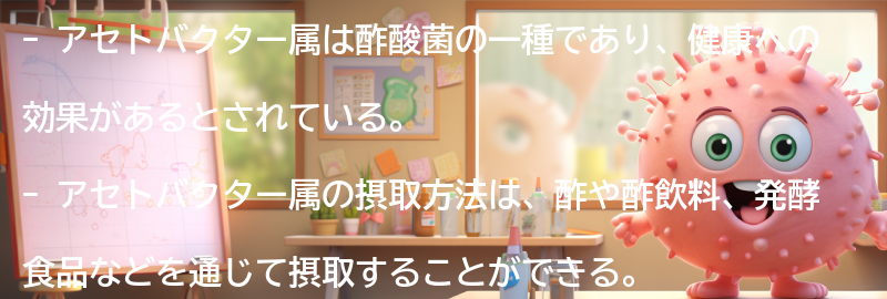 アセトバクター属の摂取方法と注意点の要点まとめ