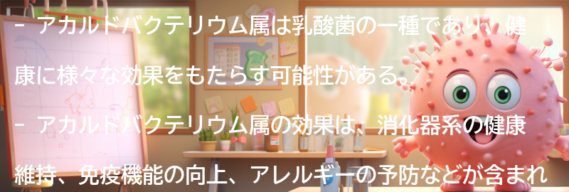 乳酸菌としてのアカルドバクテリウム属の効果の要点まとめ