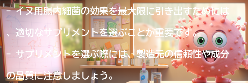 イヌ用腸内細菌の効果を最大限に引き出す方法の要点まとめ