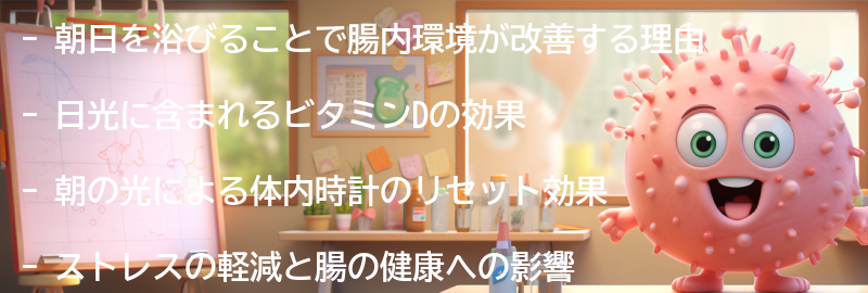 朝日を浴びることで腸内環境が改善する理由の要点まとめ