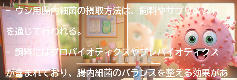 ウシ用腸内細菌の摂取方法の要点まとめ