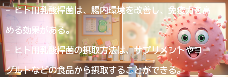 ヒト用乳酸桿菌の効果の要点まとめ