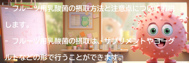 フルーツ用乳酸菌の摂取方法と注意点の要点まとめ