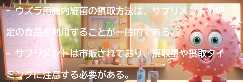 ウズラ用腸内細菌の摂取方法の要点まとめ