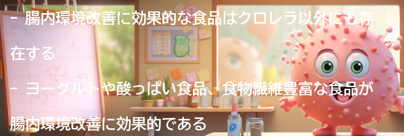クロレラ以外の腸内環境改善に効果的な食品の紹介の要点まとめ