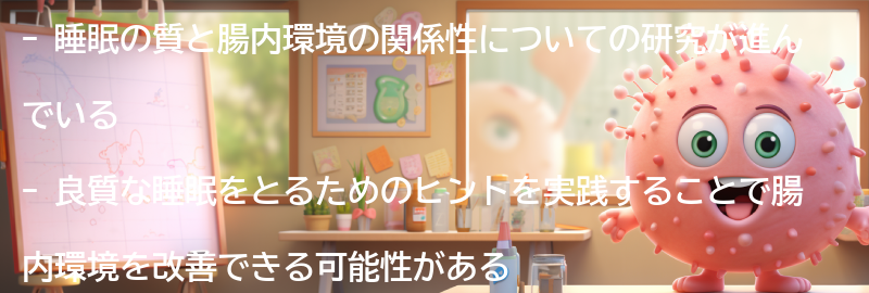 睡眠の質と腸内環境の関係性と良質な睡眠のためのヒントの要点まとめ