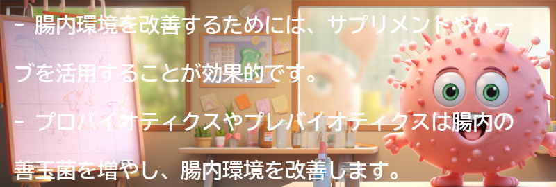 腸内環境改善のためのサプリメントやハーブの紹介の要点まとめ