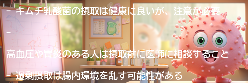キムチ乳酸菌を摂取する際の注意点の要点まとめ