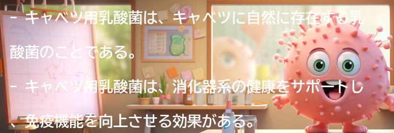 キャベツ用乳酸菌の特徴と栄養成分の要点まとめ