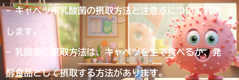 キャベツ用乳酸菌の摂取方法と注意点の要点まとめ