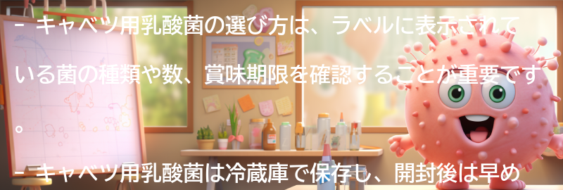 キャベツ用乳酸菌の選び方と保存方法の要点まとめ