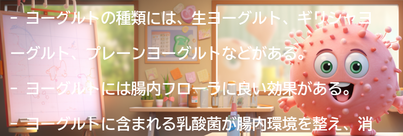 ヨーグルトの種類と腸内フローラへの効果の要点まとめ
