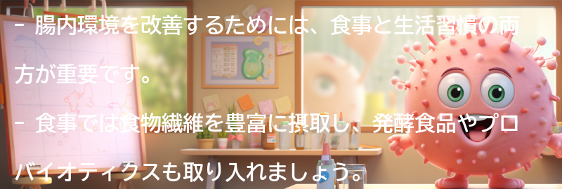 腸内環境改善のための食事と生活習慣のポイントの要点まとめ