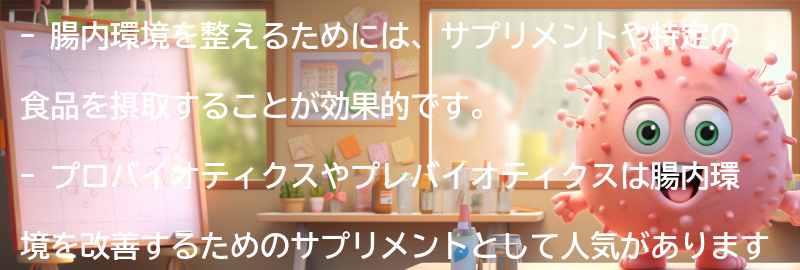 腸内環境を整えるためのサプリメントや食品の要点まとめ