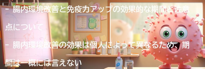 腸内環境改善と免疫力アップの効果的な期間と注意点の要点まとめ