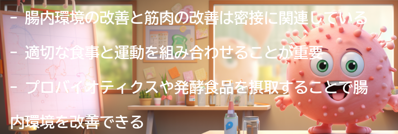 腸内環境改善と筋肉の改善を同時に行うためのポイントの要点まとめ