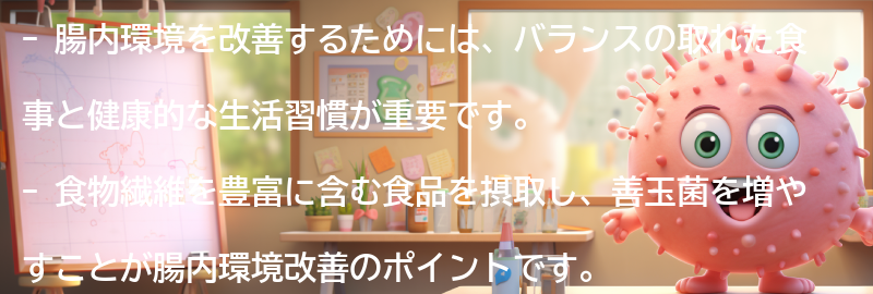 腸内環境改善のための食事と生活習慣のポイントの要点まとめ