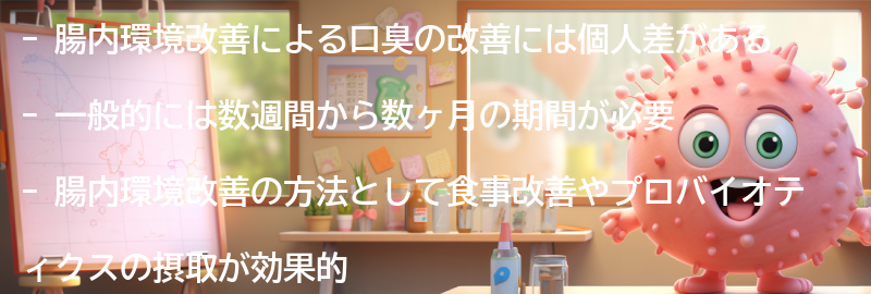 腸内環境改善の効果を実感するまでの期間の要点まとめ