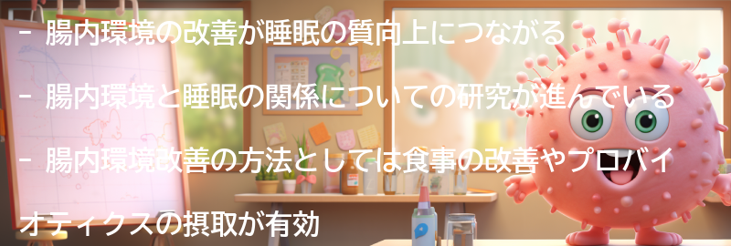 腸内環境改善による睡眠の改善事例の要点まとめ