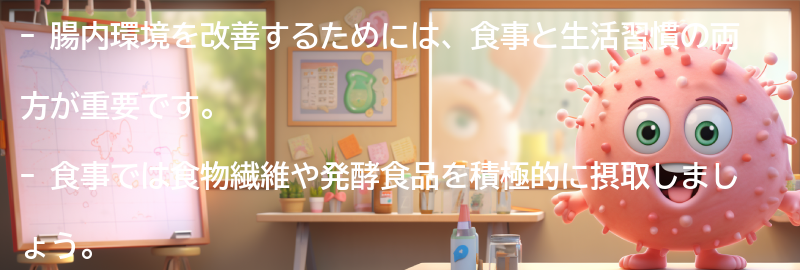 腸内環境を改善するための食事と生活習慣のポイントの要点まとめ
