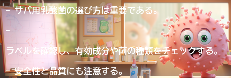 サバ用乳酸菌の選び方の要点まとめ