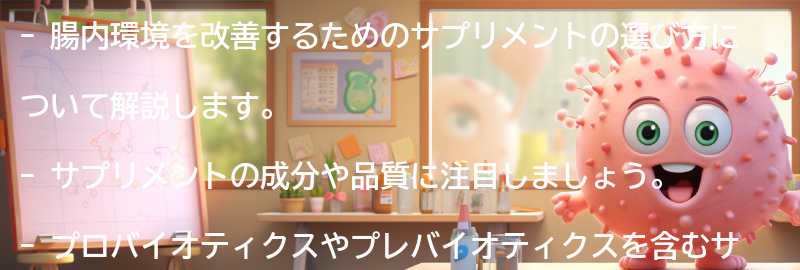 腸内環境改善のためのサプリメントの選び方の要点まとめ