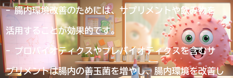 腸内環境改善のためのサプリメントや飲み物の活用法の要点まとめ