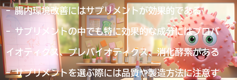 腸内環境改善に効果的なサプリメントの要点まとめ