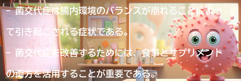 菌交代症を改善するための食事とサプリメントの要点まとめ