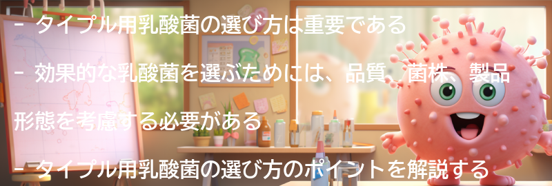 タイプル用乳酸菌の選び方の要点まとめ