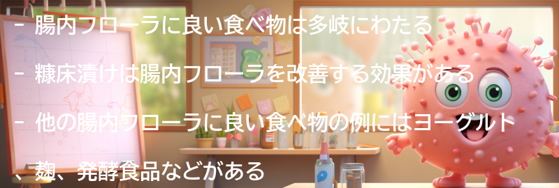 他の腸内フローラに良い食べ物の例の要点まとめ