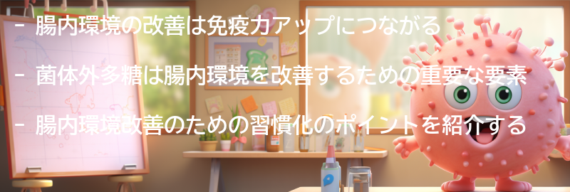 腸内環境改善と免疫力アップのための習慣化のポイントの要点まとめ
