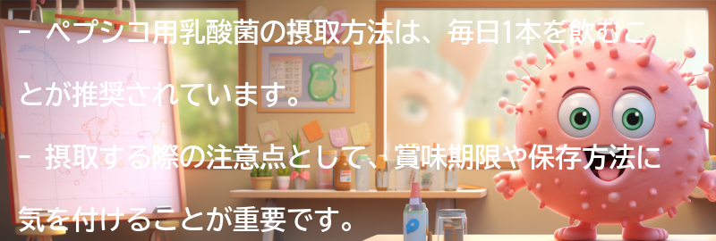ペプシコ用乳酸菌の摂取方法と注意点の要点まとめ