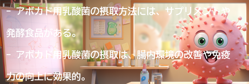 アボカド用乳酸菌の摂取方法の要点まとめ