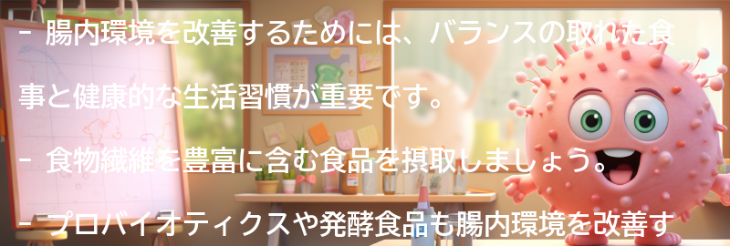 腸内環境改善のための食事と生活習慣の要点まとめ
