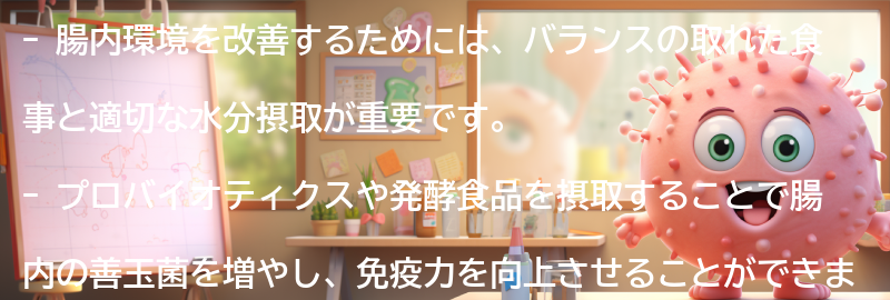 腸内環境改善と免疫力アップのための継続的な取り組み方の要点まとめ