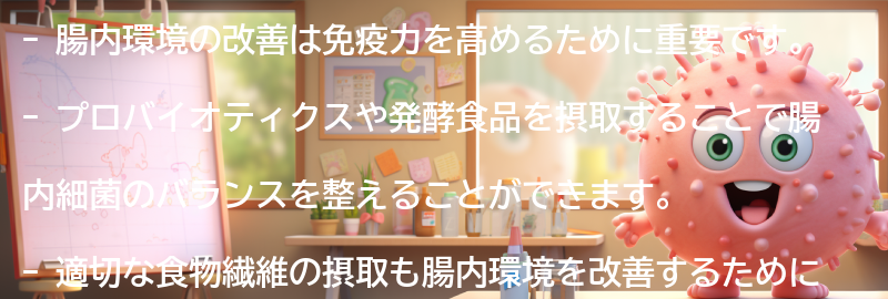 免疫力を高めるための腸内環境改善方法の要点まとめ