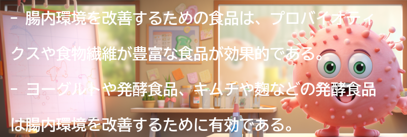 腸内環境を改善するための食品とは？の要点まとめ